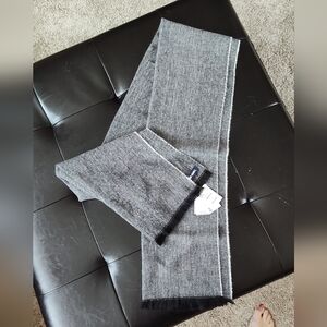 Lands' End Classic Herringbone Scarf With black Fringe NWT